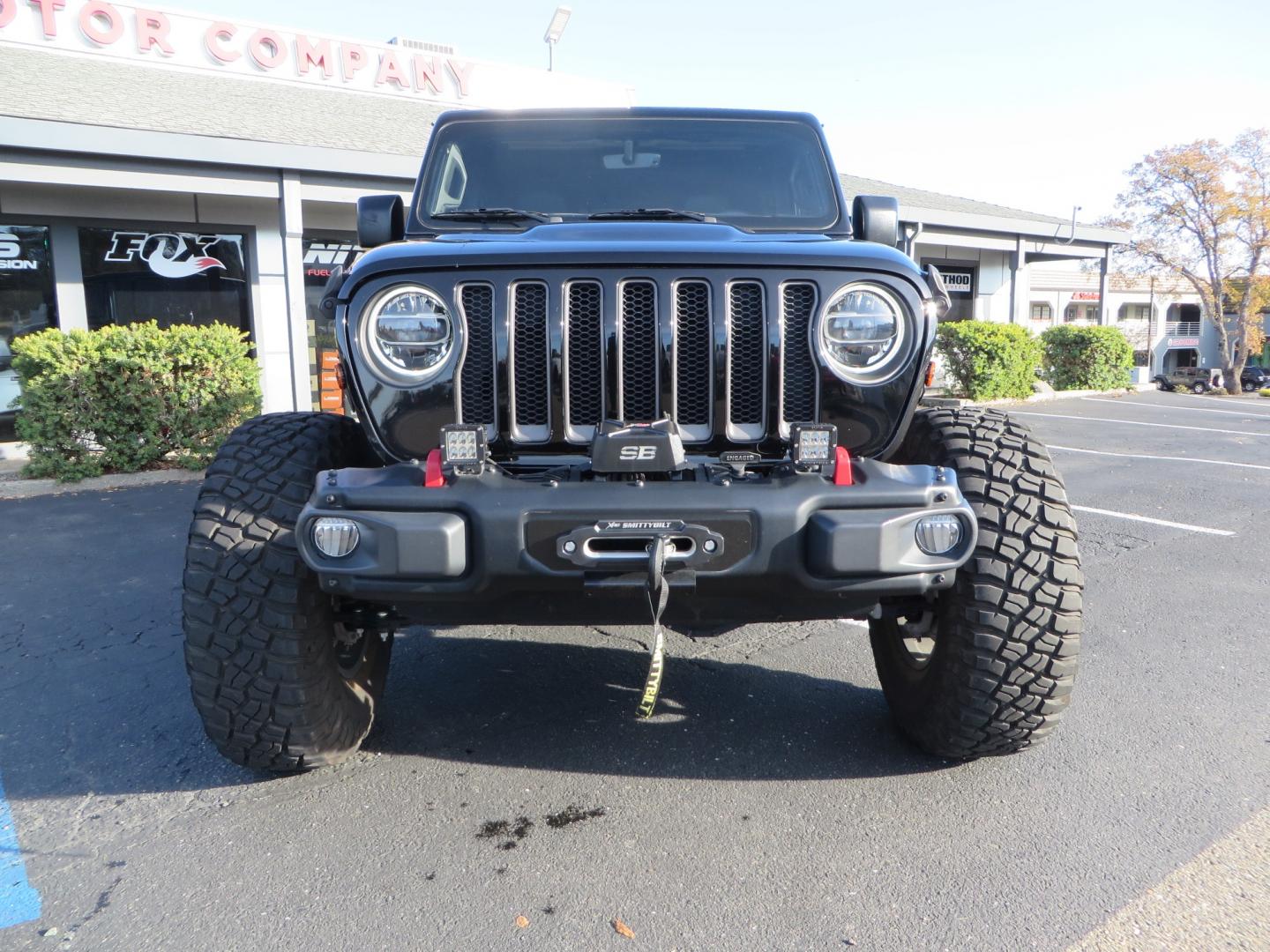 2018 BLACK /BLACK Jeep Wrangler JL Unlimited Rubicon (1C4HJXFG0JW) with an 3.6L V6 DOHC 24V engine, automatic transmission, located at 2630 Grass Valley Highway, Auburn, CA, 95603, (530) 508-5100, 38.937893, -121.095482 - JL Rubicon sitting on Teralfex suspension, Falken fast adjust shocks, Method wheels, BFG KM3 tires, Smittybilt winch, Rigid Leds, window tint, RC Fender eliminators, DV8 rear bumper, Smittybilt HD hinge kit, and a terflex spare tire relocation. - Photo#1